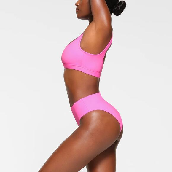 SKIMS Recycled Swim Mid Waist Bikini Bottom Taffy High Cut Stretch Large NEW - Picture 3 of 8